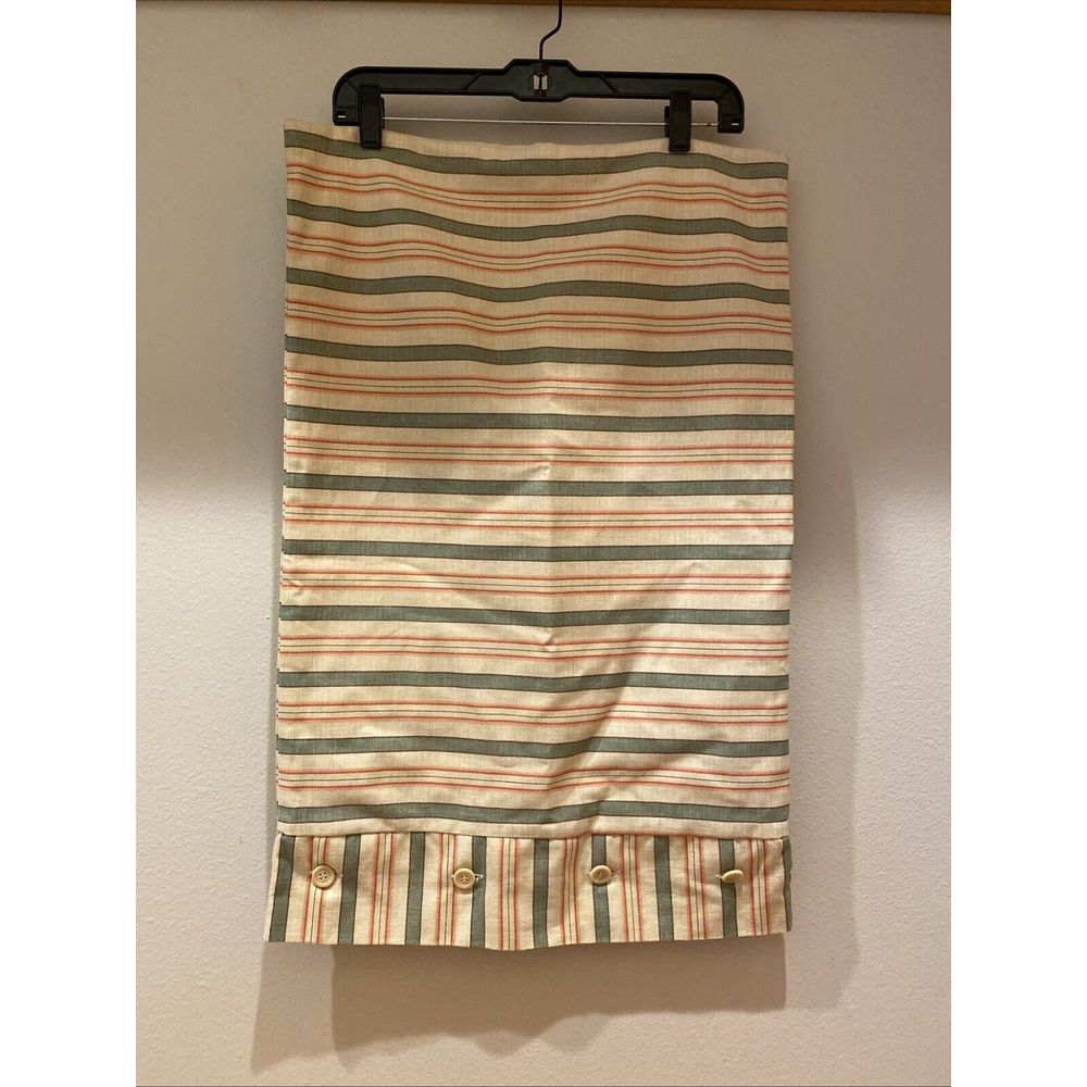 Waverly Luxury Collection Pillow Sham Cotton Tan Green Melon‎ Stripe Standard